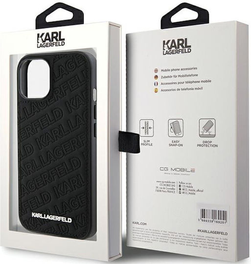 Karl Lagerfeld Quilted K Pattern Umschlag Rückseite Kunststoff Schwarz (iPhone 15 Plus / 16 Plus)