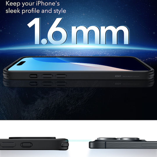 ESR Classic Hybrid Halolock Umschlag Rückseite Silikon / Kunststoff 0.7mm Schwarz (iPhone 17 Pro / iPhone 16 Pro)