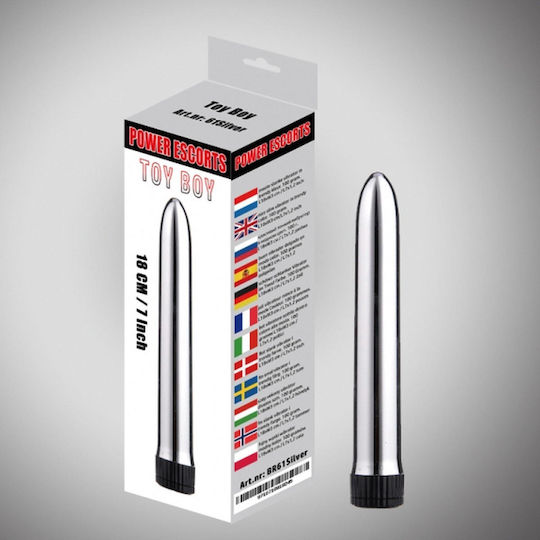Power Escorts Κλασικός Δονητής 18cm Ασημί