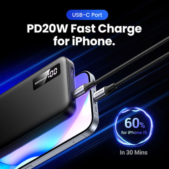 Ugreen PB311 Power Bank 10000mAh 20W Power Delivery / Quick Charge 3.0 Μαύρο