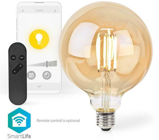 Nedis Wi-fi Smart Led Bulb Filament E27 G125 7w 230v 806lm Warm White 1800 3000k Dimmable