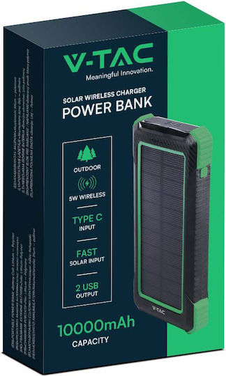 V-TAC Solar Power Bank 10000mAh 10W cu Port USB-A Negru