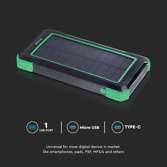 V-TAC Solar Power Bank 10000mAh 10W cu Port USB-A Negru