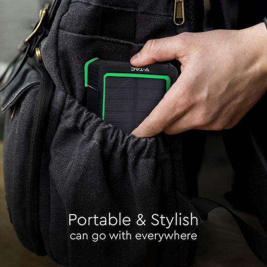V-TAC Solar Power Bank 10000mAh 10W cu Port USB-A Negru
