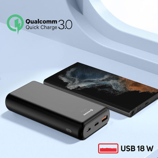 Swissten Power Bank 20000mAh with USB-A Port and 2 USB-C Ports Black