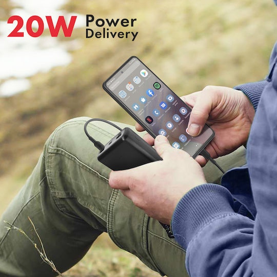 Swissten Power Bank 30000mAh 20W με 2 Θύρες USB-A και 3 Θύρες USB-C Power Delivery Μαύρο