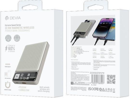 Devia Power Bank 10000mAh 22.5W mit USB-A Anschluss Stromlieferung Weiß