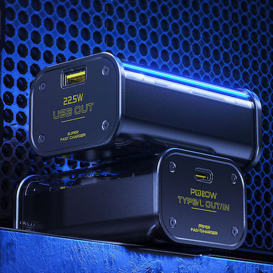 WK WP-333 Power Bank 10000mAh 20W with USB-A and USB-C USB Power Delivery Quick Charge Black