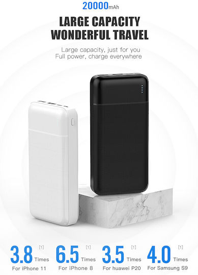 Platinet PL0410 Power Bank 20000mAh με 2 Θύρες USB-A Μαύρο