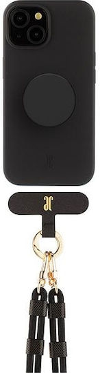 Just Elegance Popgrip Umschlag Rückseite Silikon / Kunststoff Schwarz (iPhone 15)