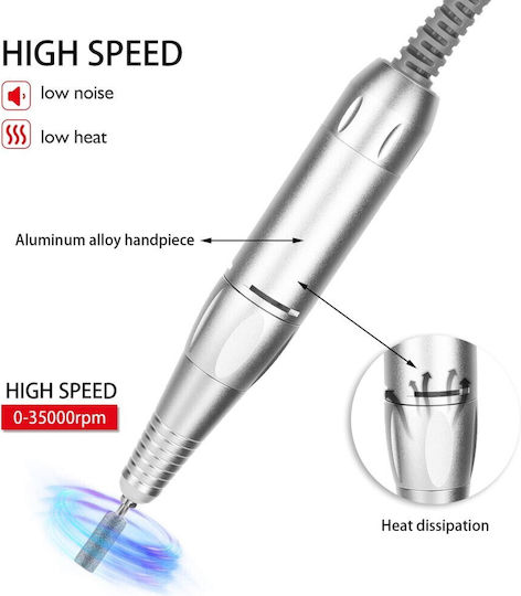 Silver Nail Drill Bit Replacement with 30000 Rounds per Minute