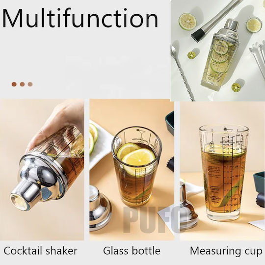 Glass Cocktail Shaker Lid Bar Cocktails 450 Ml