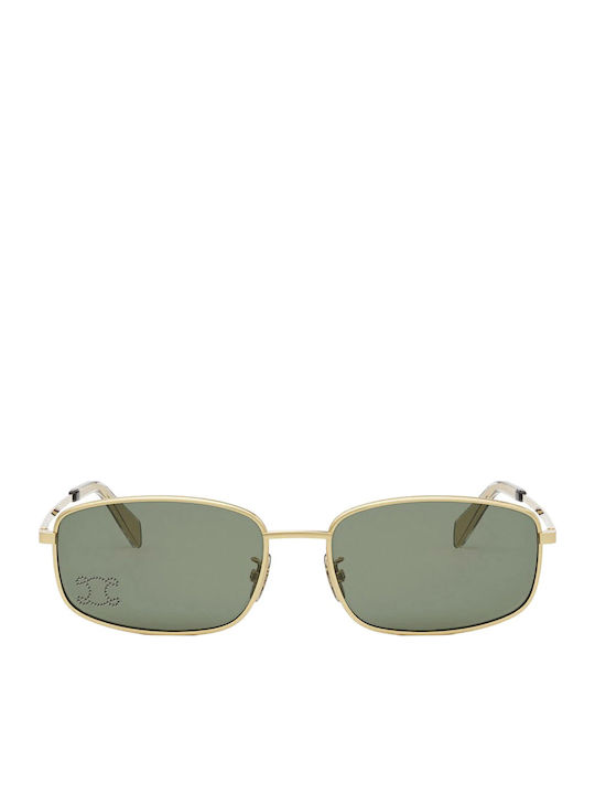 Celine Herren Sonnenbrille mit Gold Metall Gestell und Grün Linse CL40285U-30N