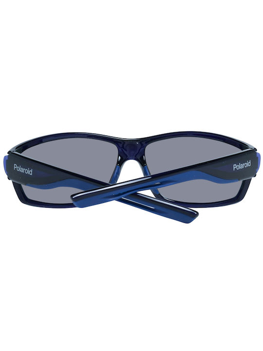 Polaroid Men's Sunglasses with Navy Blue Plastic Frame and Green Polarized Mirror Lens PLD7029/S GEG/5Z