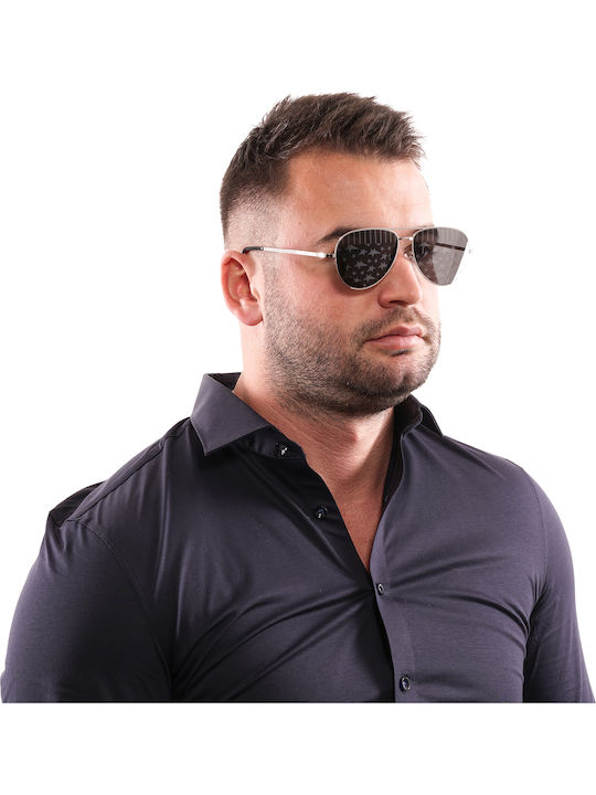 Sting Men's Sunglasses with Silver Metal Frame and Silver Mirror Lens SST138 N53L