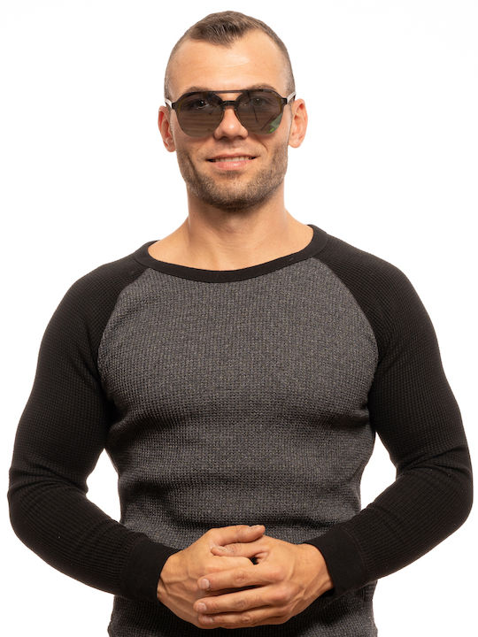 Sting Men's Sunglasses with Brown Tartaruga Plastic Frame and Gray Lens SST198 9987
