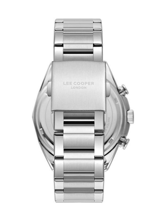 Lee Cooper Ανδρικό Ρολόι Χρονογράφος Μπαταρίας με Ασημί Μεταλλικό Μπρασελέ