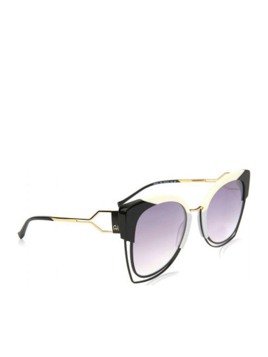 Ana Hickmann Women's Sunglasses with Silver Frame and Black Gradient Lens AH3181 P02