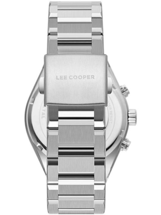 Lee Cooper Мъжки Часовник Хронограф На Батерия с Сребърен Метална Гривна