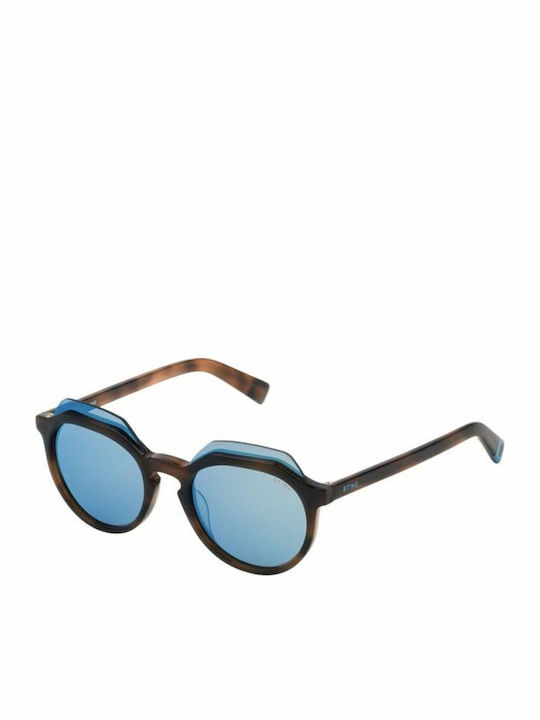Sting Unisex Sunglasses with Brown Plastic Frame and Blue Lens SST197 9AJB