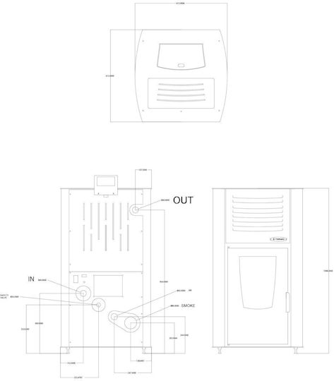 Thermiki 23 Hidraulică Șemineu pe peleți Radiator 23kW Roșu
