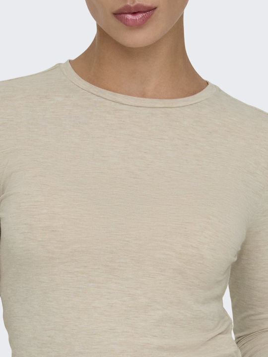 Women's Blouse Cotton Long Sleeve Beige