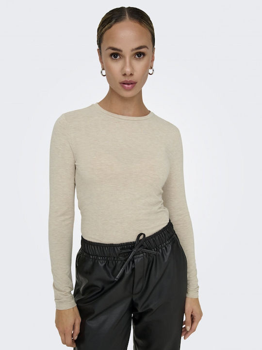 Women's Blouse Cotton Long Sleeve Beige