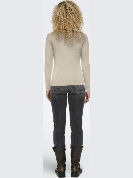 Women's Blouse Cotton Long Sleeve Beige