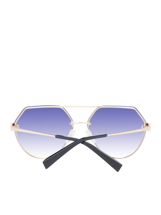 Ana Hickmann Women's Sunglasses with Gold Metal Frame and Blue Gradient Lens