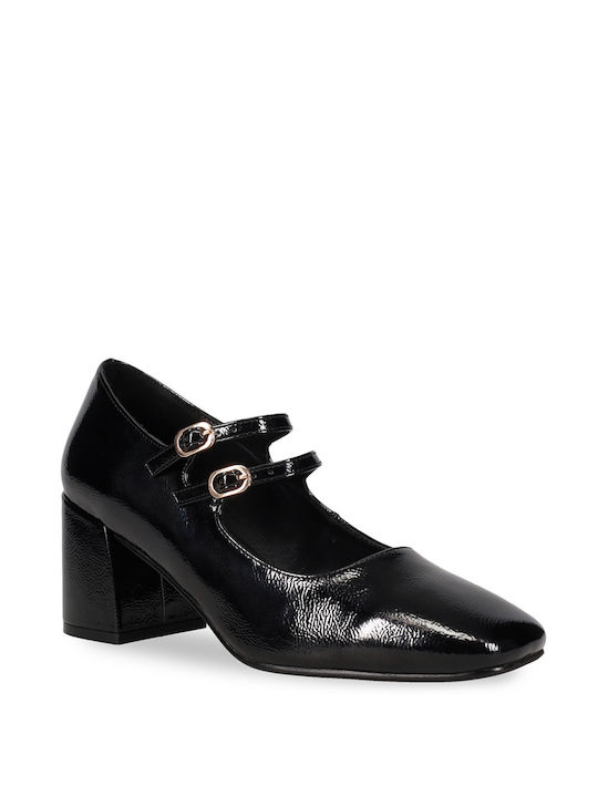 Migato Patent Leather Black Heels with Strap