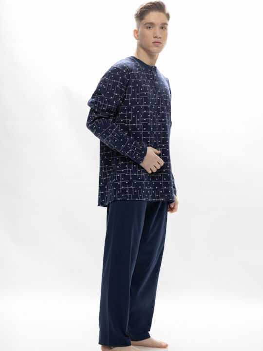 Galaxy Men's Winter Cotton Pajamas Set BLUE