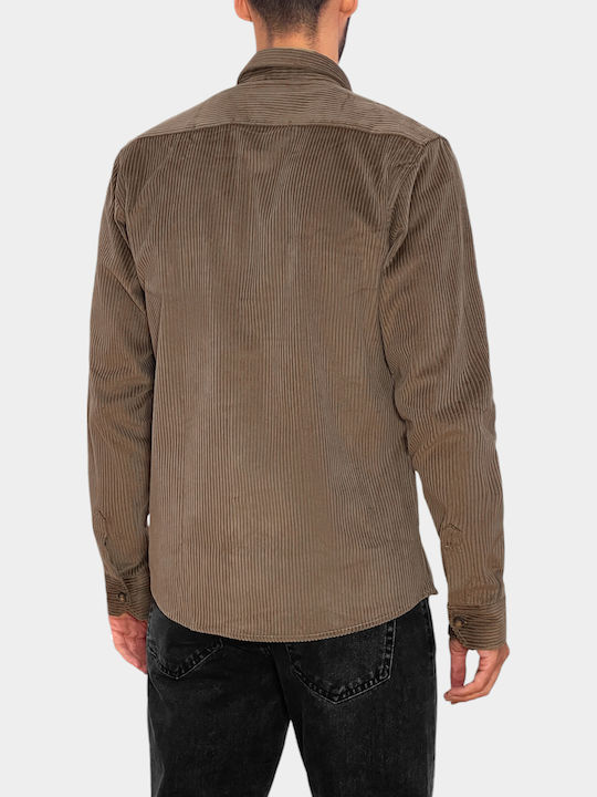 Μακρυμάνικo Βαμβακερό Overshirt Μπεζ