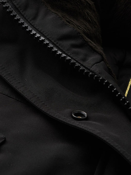 Women's Long Puffer Jacket for Winter Black