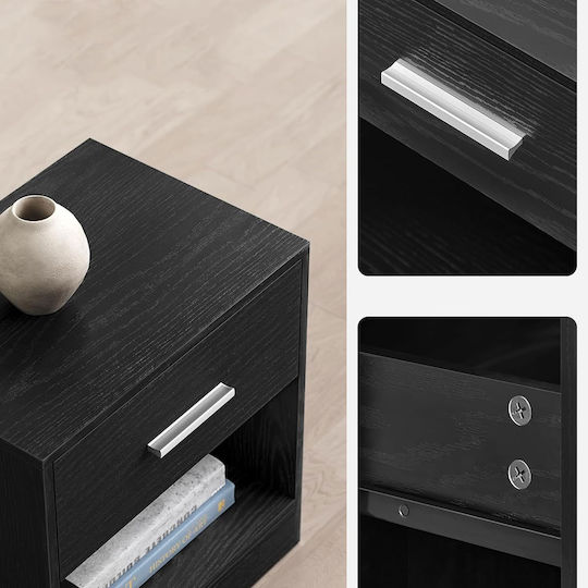 Vasagle Nachttisch Holz Schwarz 39x28x41cm