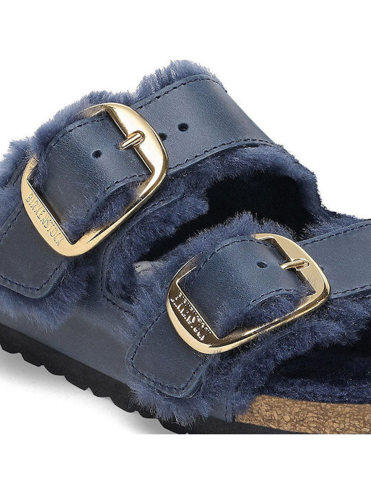 Arizona Big Buckle Shearling Дамски Сандали Тъмносини Тясна Кройка
