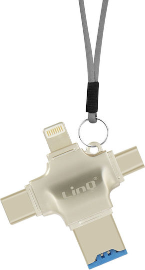Linq Micro-sd Otg Card Reader Usb-c Micro-usb Lightning Usb Socket Beige