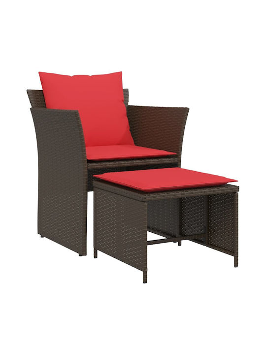 Outdoor Armchair Rattan Coffee with Cushion 1pcs 50x50x36cm.