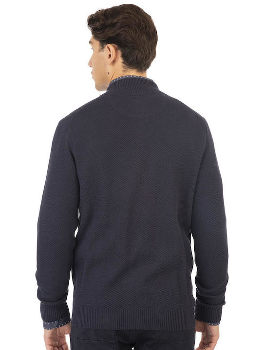 Double Men's Knitted Cardigan Navy