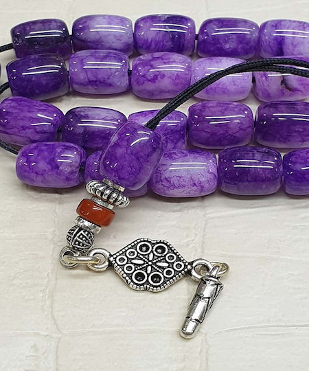Roloi Komboloi Agate Worry Beads Purple 28cm