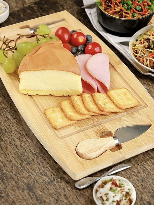 Bamboo Platter Presenting Serving Cheeses Pufo Cheese 2 Included Accessories 33 Cm