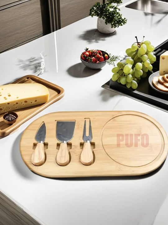Bamboo Platter Presenting Serving Cheeses Pufo Cheese 2 Included Accessories 33 Cm