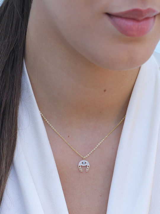 Halskette Bogen aus Gold 9 K mit Zirkon