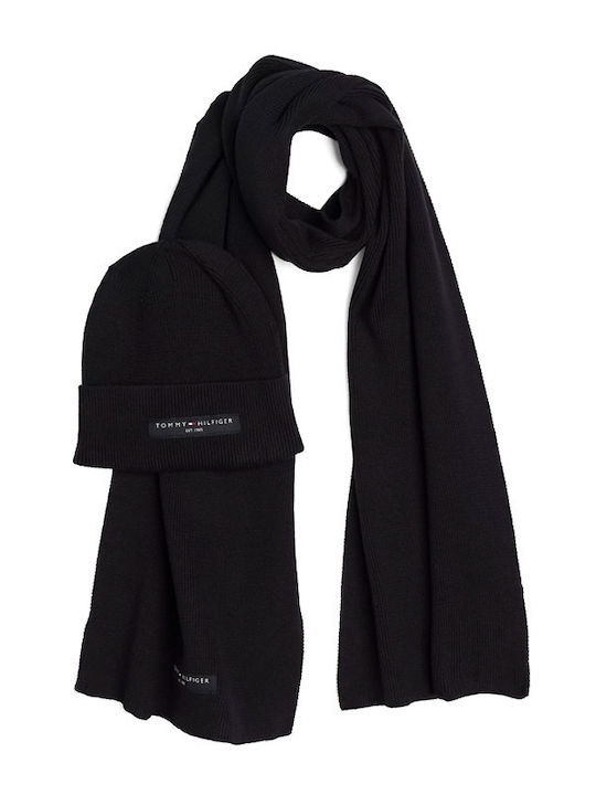 Masculin Set cu Căciulă Tricotat în culoarea Negru