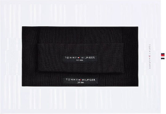Masculin Set cu Căciulă Tricotat în culoarea Negru