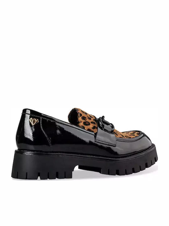 Damen Loafers Black Leopard
