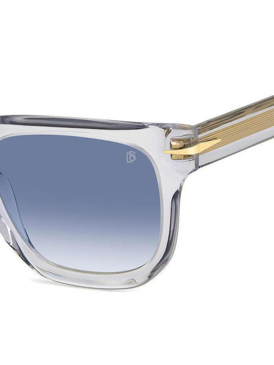 David Beckham Unisex Sunglasses with Transparent Plastic Frame and Blue Gradient Lens DB 7118/S 63M/08