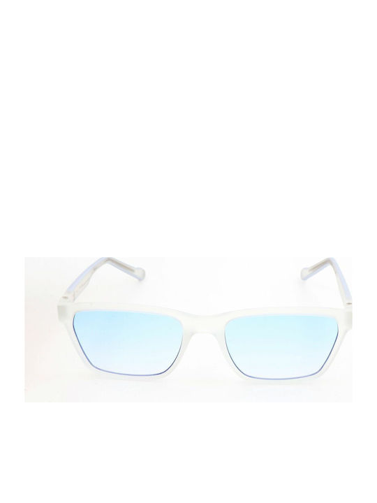 adidas Unisex Sunglasses with White Plastic Frame and Light Blue Gradient Lens