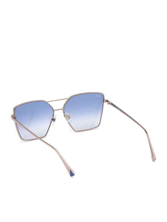 Web Women's Sunglasses with Silver Metal Frame and Blue Gradient Lens WE0268 34W