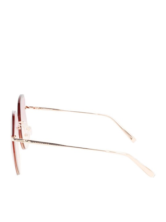 Longchamp Women's Sunglasses with Gold Metal Frame and Pink Gradient Lens