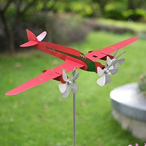 Red Airplane Decorative Garden Metal 28cmx32cm RED-6859887